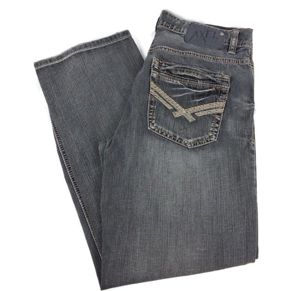 T.K. Axel Mens 100% Cotton Black Distressed Relaxed Straight Jeans Size 30x30 - Picture 1 of 6